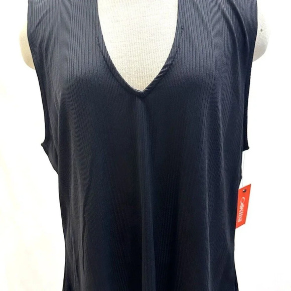 NWT INTEMPO Women Sleeveless Pullover Mock Neck Ribbed Keyhole Black Shirt Sz 2X - Picture 5 of 15